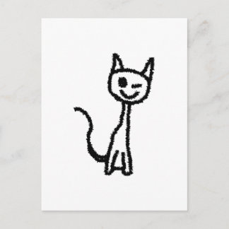 Carte Postale Chat Noir, En Train D'Aspirer.