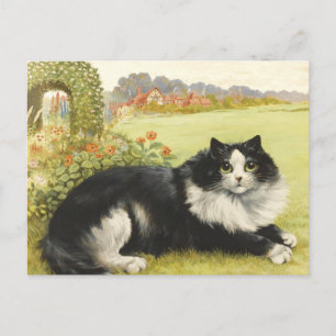 Carte Postale Chat noir et blanc de Louis Wain