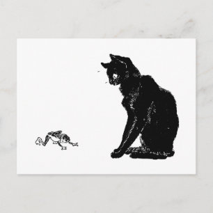 Carte Postale Chat noir et grenouille, Alexandre Steinlen