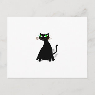 Carte Postale Chat noir gras aux yeux verts