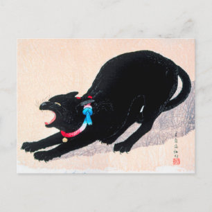 Carte Postale Chat noir Hissing Fine Art par Hiroaki Takahashi