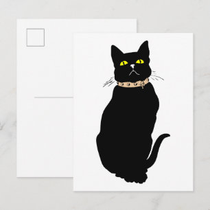 Carte Postale Chat noir, illustration d'animal
