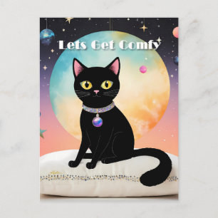 Carte Postale Chat Noir - Installons-Nous Confortablement
