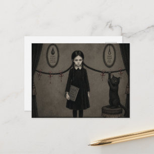 Carte Postale Chat Noir Joue Avec Des Tresses Fantastique Sombre