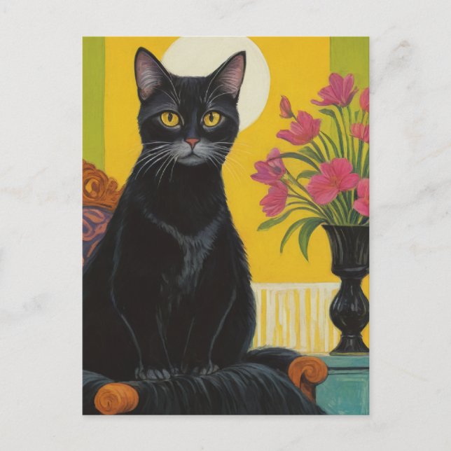 Carte Postale Chat Noir Magnifique (Devant)