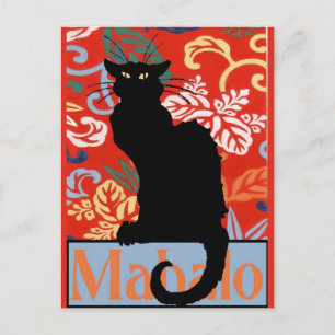 Carte Postale Chat noir, Mahalo, Merci, Post