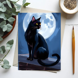 Carte Postale Chat Noir   Peinture d'animaux de compagnie sous l