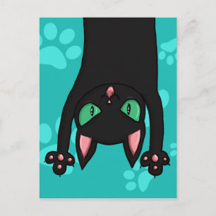 Carte Postale Chat noir sautant