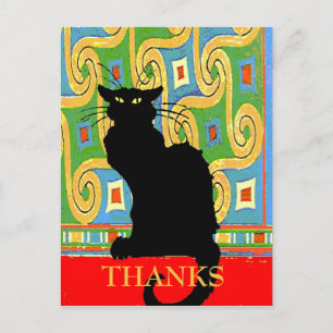 Carte Postale Chat noir sur papier peint Abstrait, modifier le t