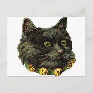 Carte Postale Chat noir victorien avec col de cloche