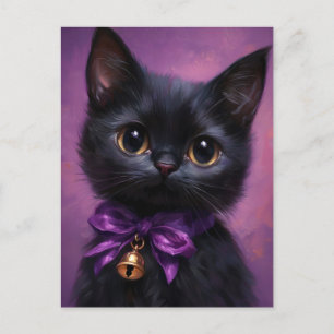 Carte Postale Chat noir victorien enchanteur et mignon