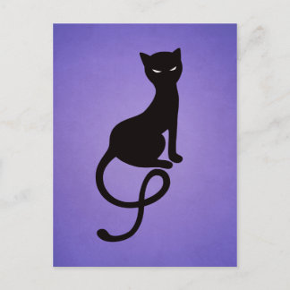 Carte Postale Chat noir violet Gracieux