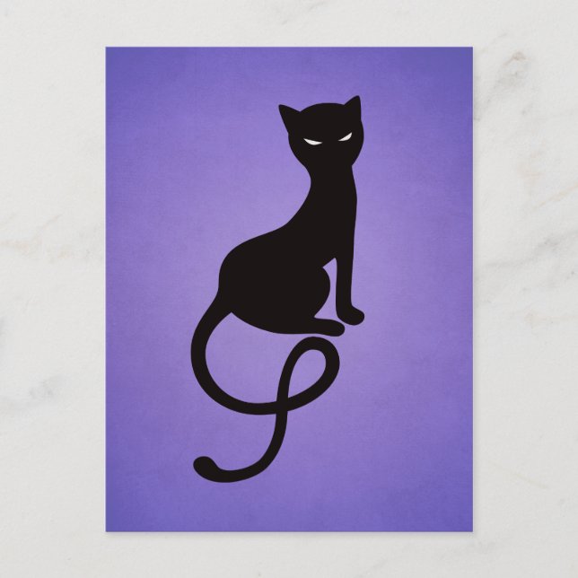 Carte Postale Chat noir violet Gracieux (Devant)