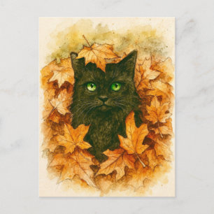 Carte postale Chat noir Whisper Automne