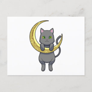 Carte Postale Chat Nuit Lune
