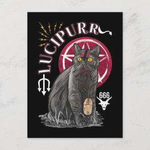 Carte Postale Chat Occulte Kitten Gothique Animal Satan
