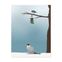 Chat, oiseau et gui
