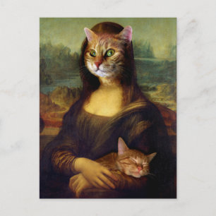 Carte Postale Chat orange Mona Lisa