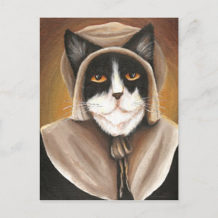 Carte Postale Chat pèlerin habillé de vêtements puritains coloni