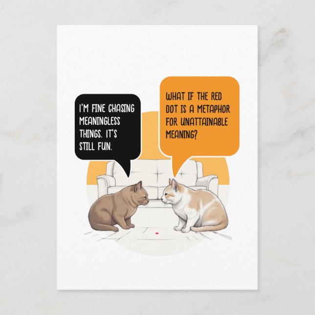 Carte Postale Chat philosophe Point rouge Humour (Devant)