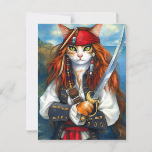Carte Postale Chat pirate de Swashbuckler   Imaginaire Caractère