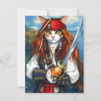Carte Postale Chat pirate de Swashbuckler | Imaginaire Caractère