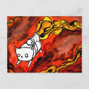 Carte Postale chat poapod avec jet pack