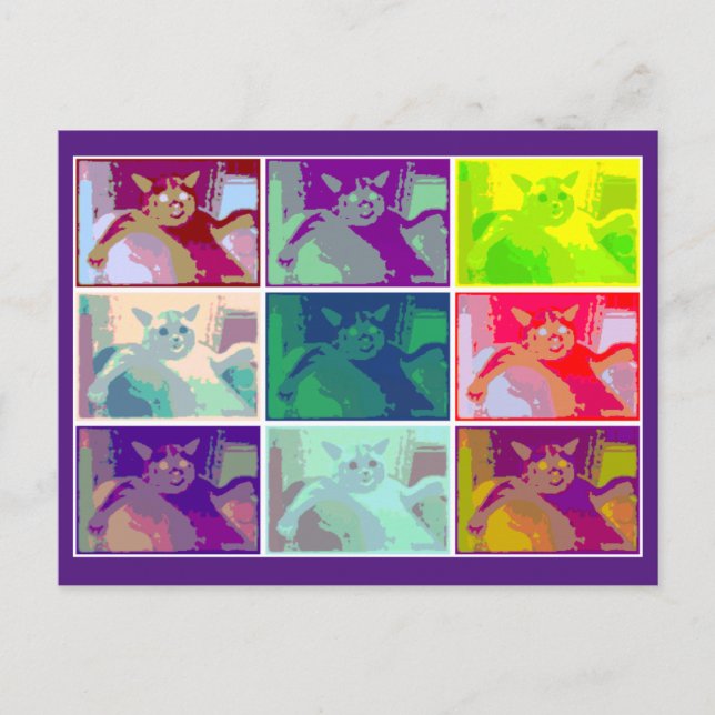 Carte Postale Chat psychédélique, Louis Wain, Art Chat  (Devant)