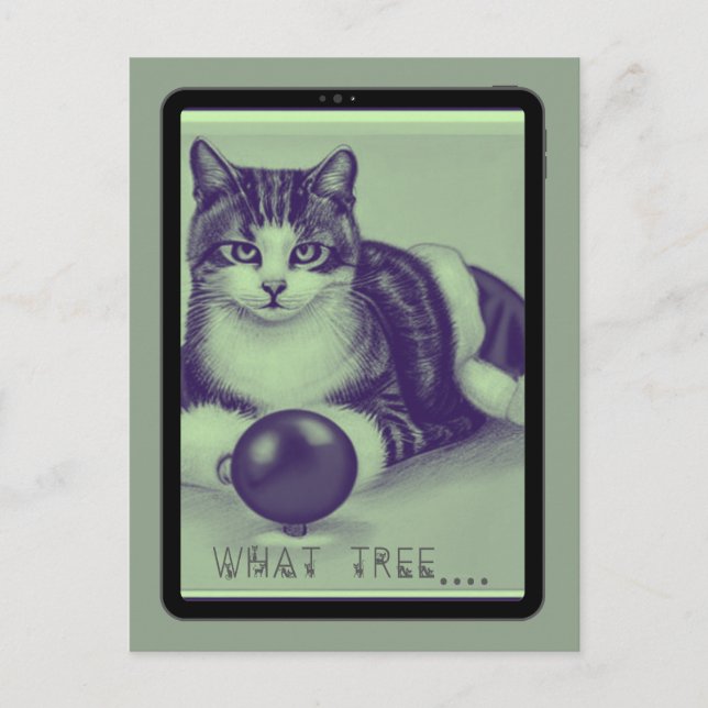Carte Postale Chat, "Quel arbre ?" (Devant)