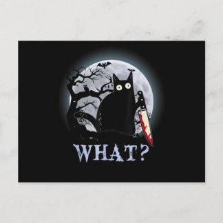 Carte Postale Chat Quel Chat Noir Meurtrier Avec Couteau Hallowe