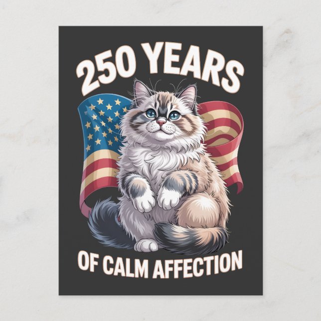 Carte Postale Chat Ragdoll 250 Ans d'Affection Calme (Devant)