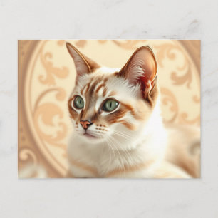 Carte Postale Chat Ragdoll Élégant Art Nouveau