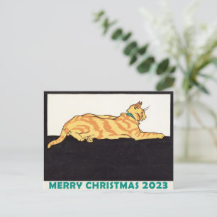 Carte Postale Chat rayé au gingembre Joyeux Noël