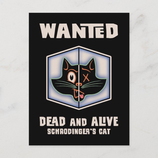 Carte Postale Chat Recherché de Schrodinger (Devant)