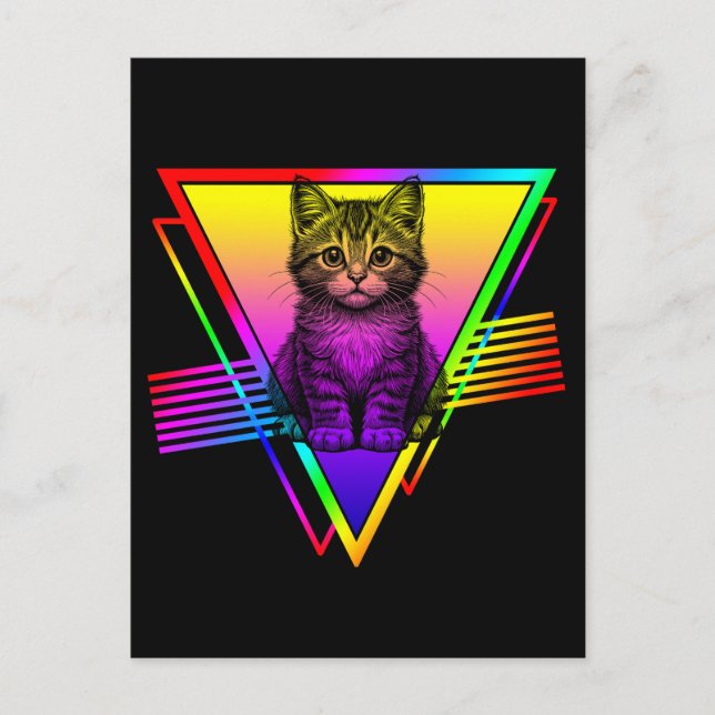 Carte Postale Chat Rétro Mignon (Devant)