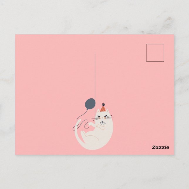 Carte Postale Chat rétro rose chic (Dos)