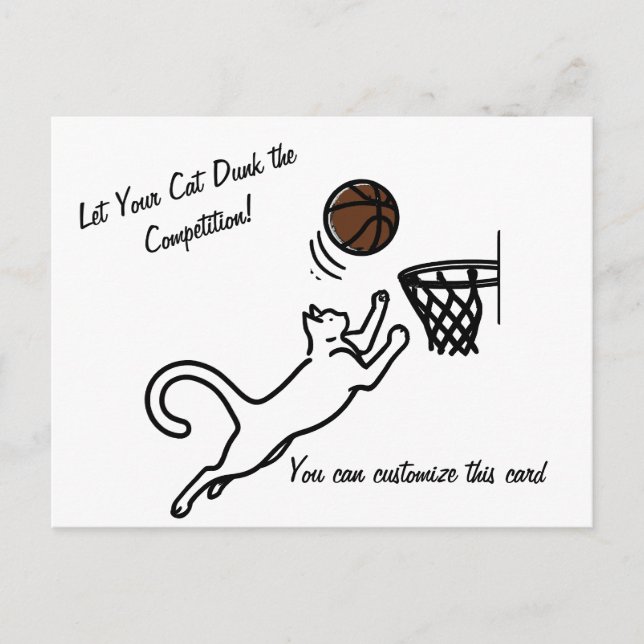 Carte Postale Chat Réussit un Magnifique Slam Dunk (Devant)