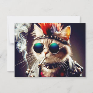 Carte Postale Chat rock