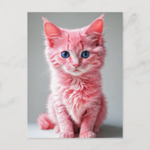 Carte Postale Chat Rose 