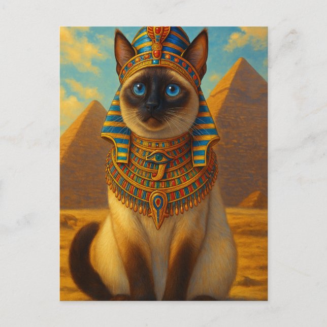 Carte Postale Chat royal égyptien pharaon dans le désert         (Devant)