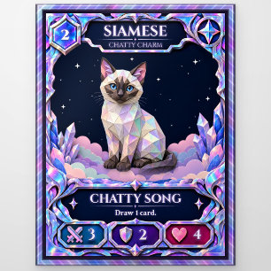 Carte Postale Chat Siamois, Art en feuille de couleur arc-en-cie