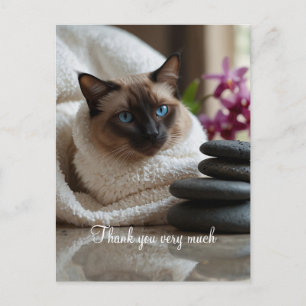 Carte Postale Chat siamois au spa Merci 