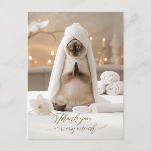 Carte Postale Chat siamois au spa Merci beaucoup