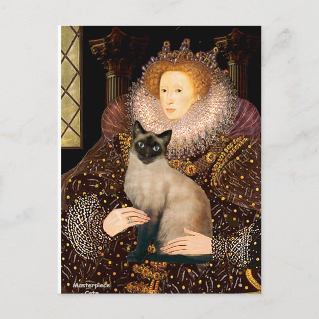 Carte Postale Chat siamois Queen- Seal Point (Devant)