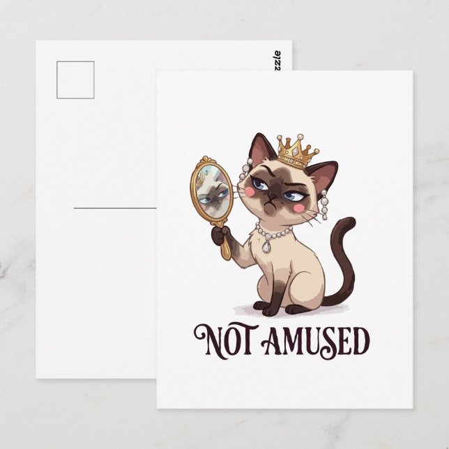 Carte Postale Chat siamois royal non amusé (Devant / Derrière)