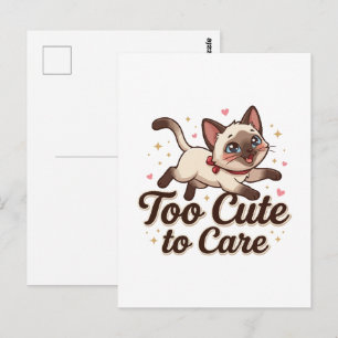 Carte Postale Chat siamois trop mignon pour s'en soucier