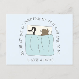 Carte Postale Chat Sixième Jour 6 Oies-A-Lay Noël