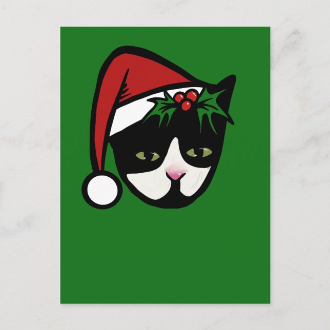 Carte Postale Chat smoking Joyeux Noël (Devant)