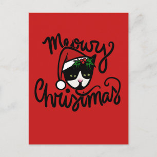 Carte Postale Chat Smoking Noël