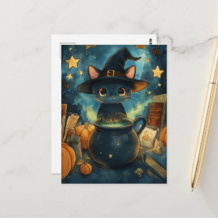 Carte Postale Chat sorcière 